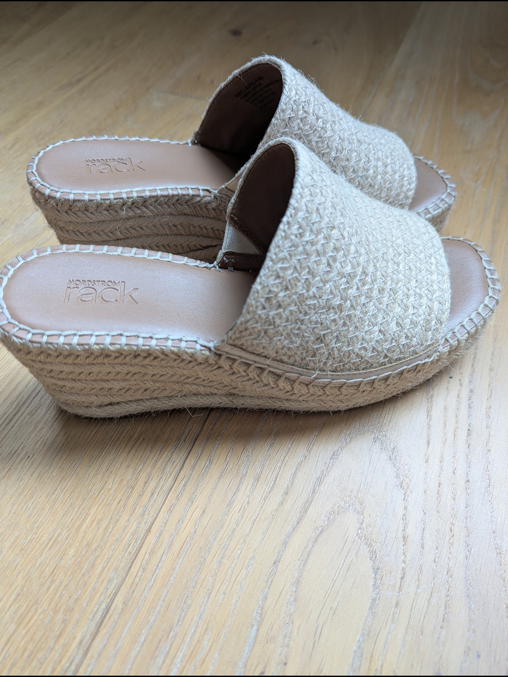 Rack Collection Natural Beige Woven Espadrille Wedge Slides